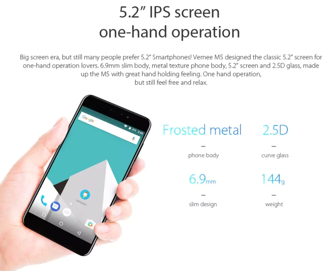 Specyfikacja ekranu Vernee M5