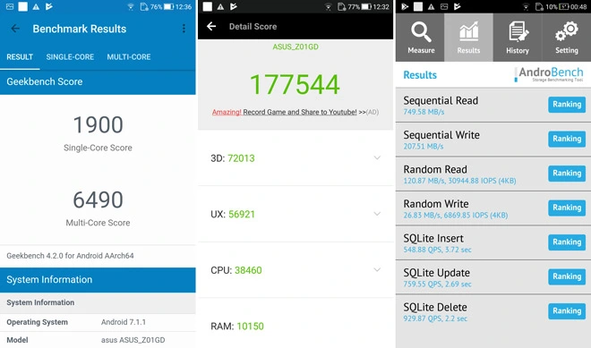 Asus Zenfone 4 Pro Benchmarki
