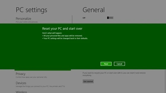 Windows8 - Reset your PC