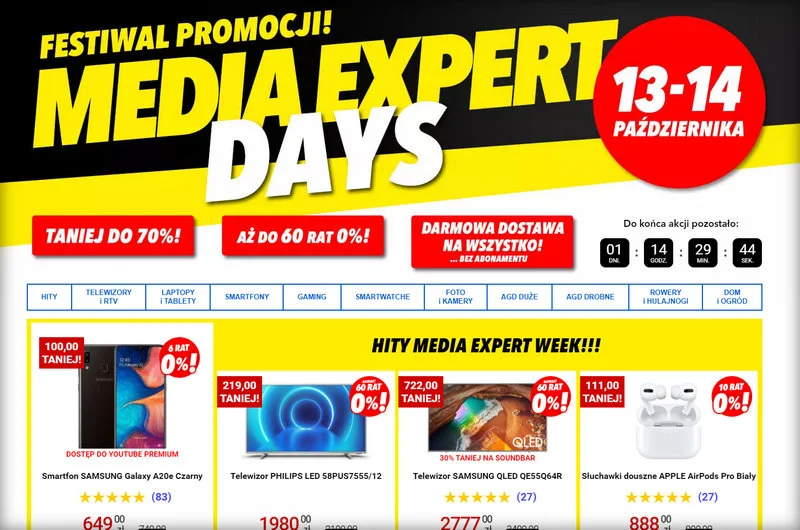 Media Expert Days – ruszyła wyprzedaż. Promocje na smartfony, telewizory i laptopy