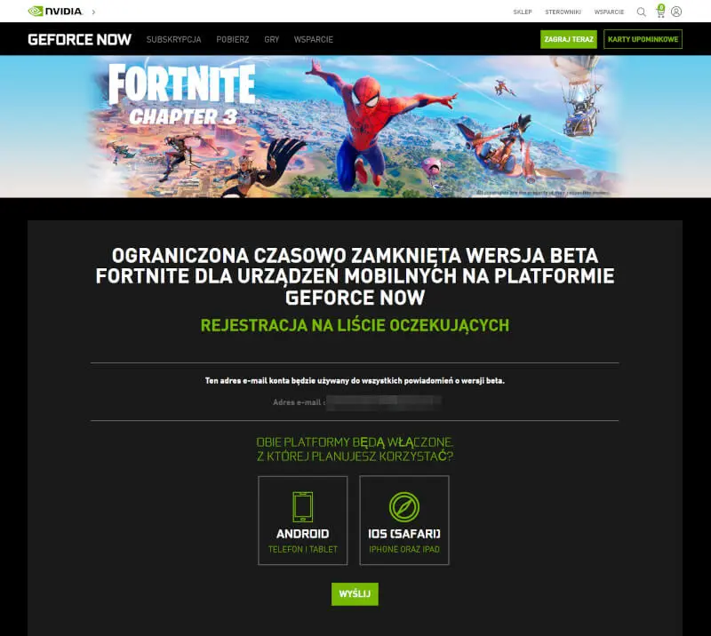 Fortnite ze specjalnym dotykowym sterowaniem w GeForce Now na smartfony