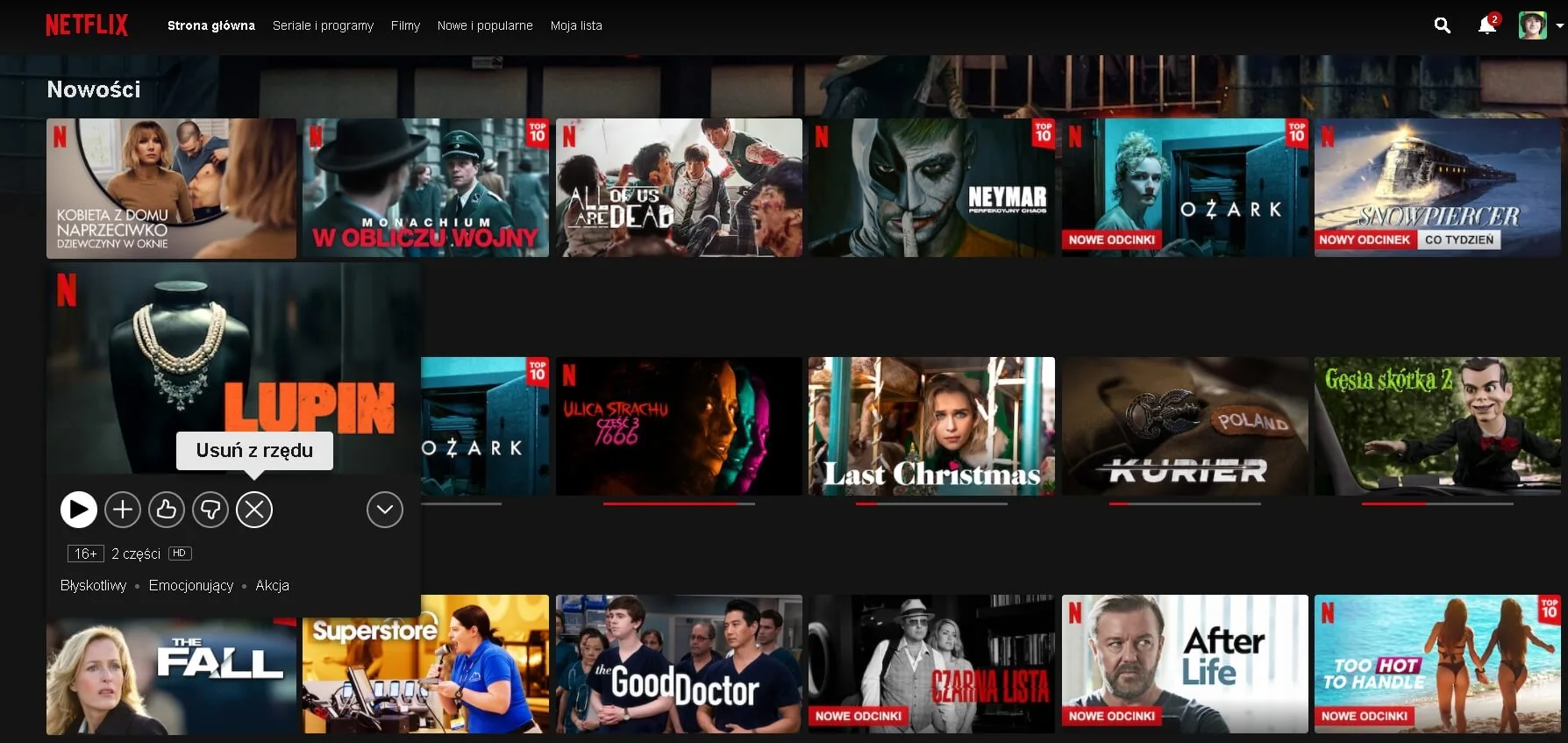 netflix usun z rzedu 1