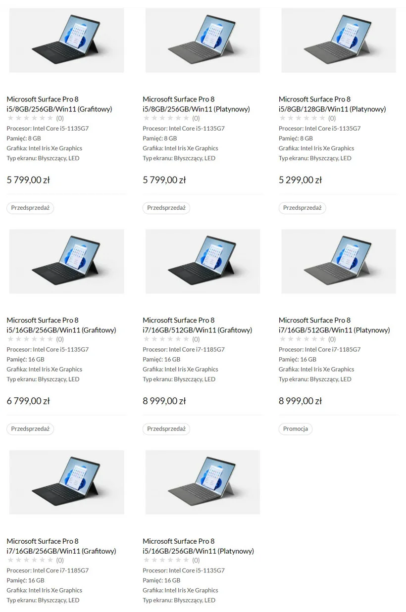 Microsoft Surface Pro 8 ceny PL