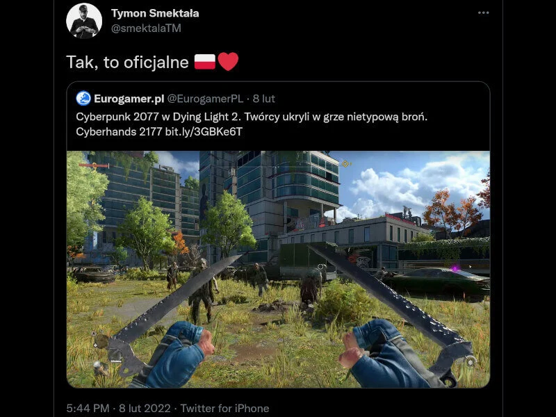 Cyberpunk 2077 w Dying Light 2. Sekretna broń nawiązuje do ostrzy modliszki