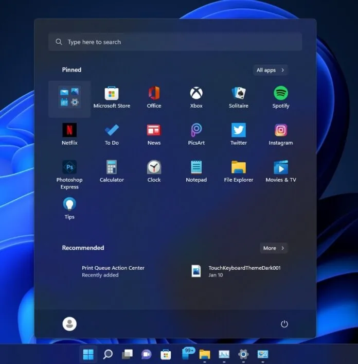 windows 11 menu start