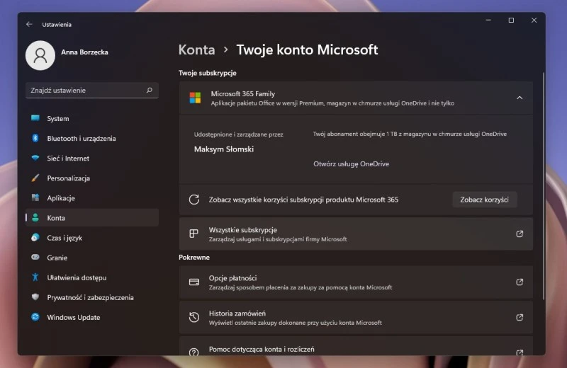 windows 11 menu subskrypcji