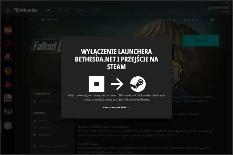 Bethesda zamyka swój launcher. Wszystkie gry przeniesiesz na Steam