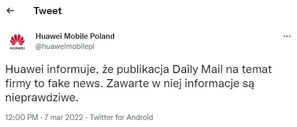 publikacja Daily Mail na temat firmy to fake news