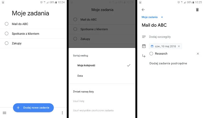 Lista zadań Google