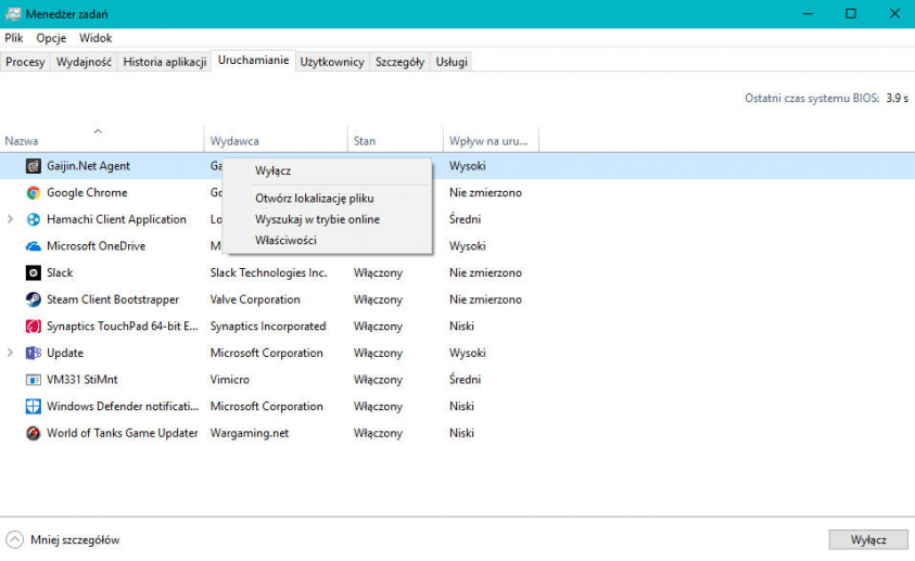 Menadżer zadań - Autostart