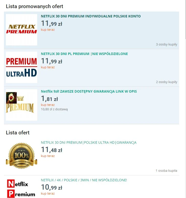 konta netflix na allegro