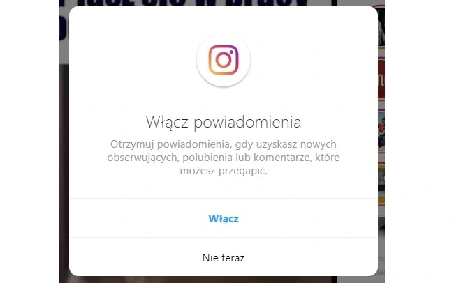 instagram powiadomienia w przegladarce na pc