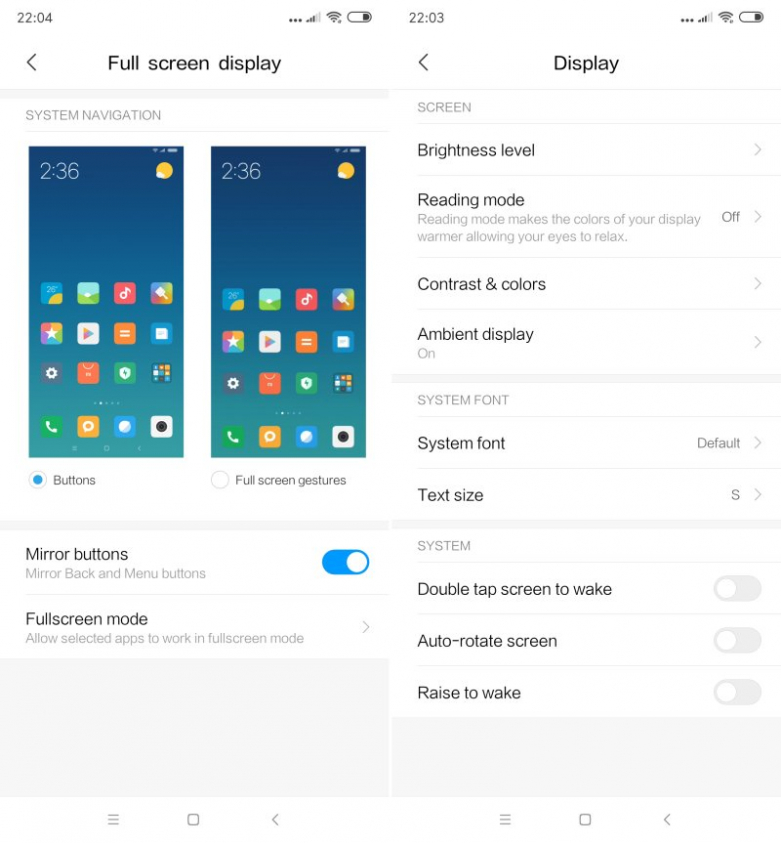 Mi MIX 3 display settings