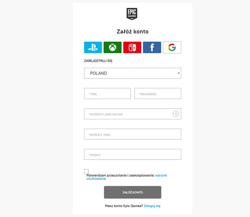 konto Epic Games