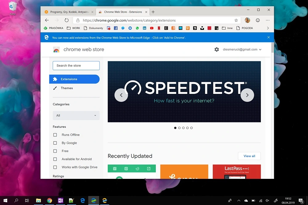 Edge Chromium Rozszerzenia