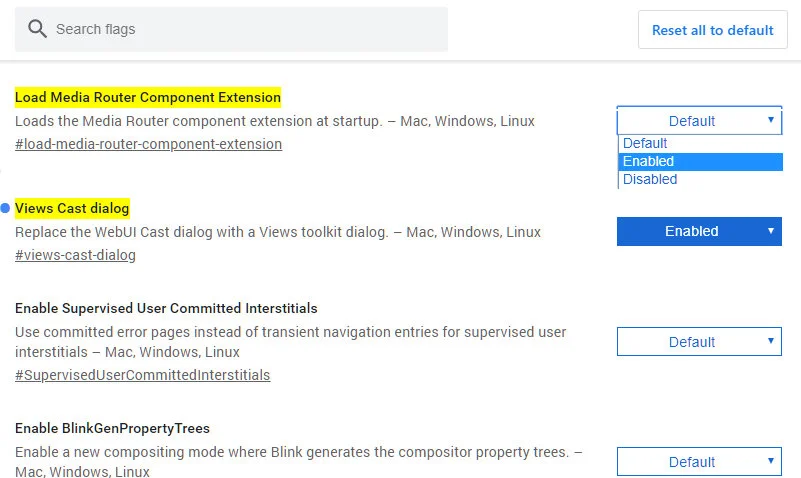 edge chromecast flags