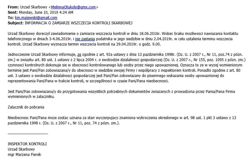 urząd skarbowy oszustwo