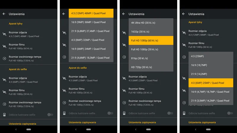 aparat ustawienia 115800