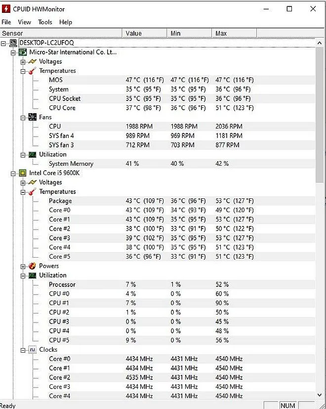 cpuid hwmonitor