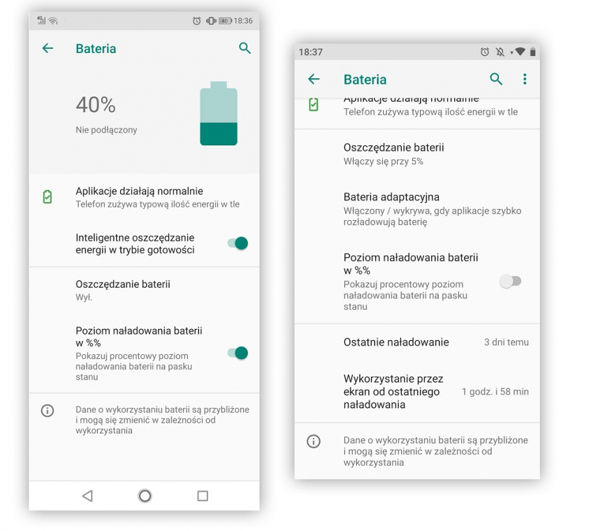 bateria ustawienia power6