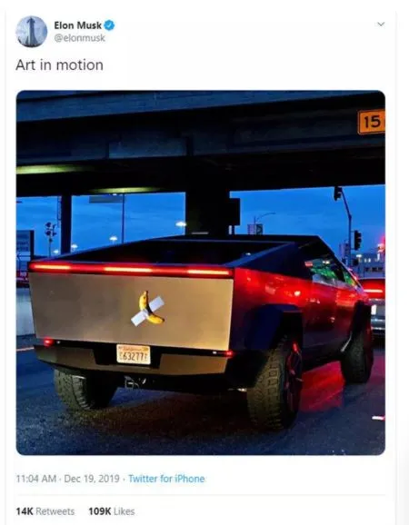 elon musk cybertruck banan