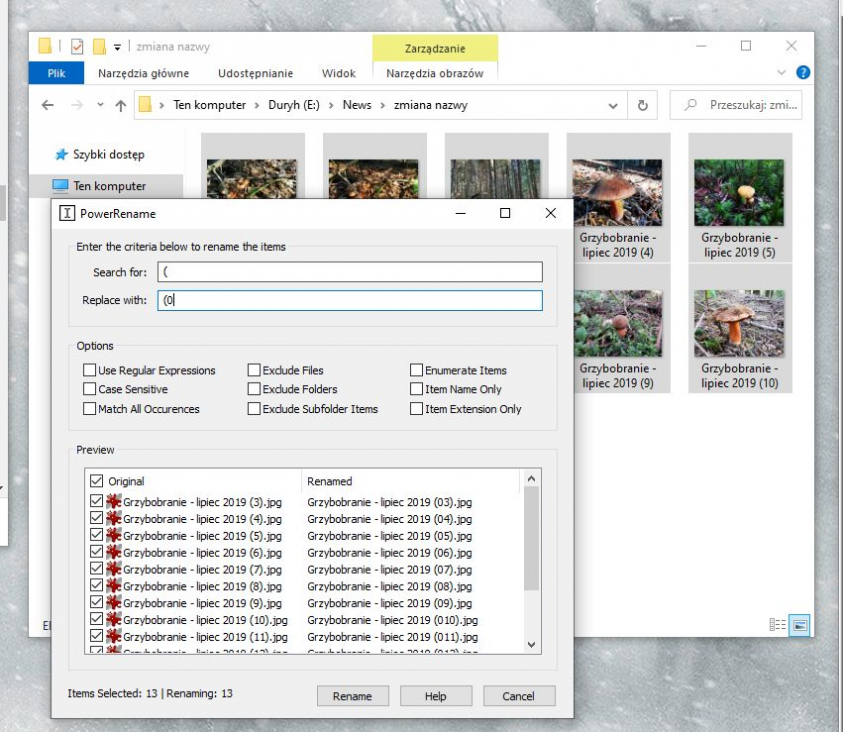 Zmiana nazw wielu plikow Windows 8