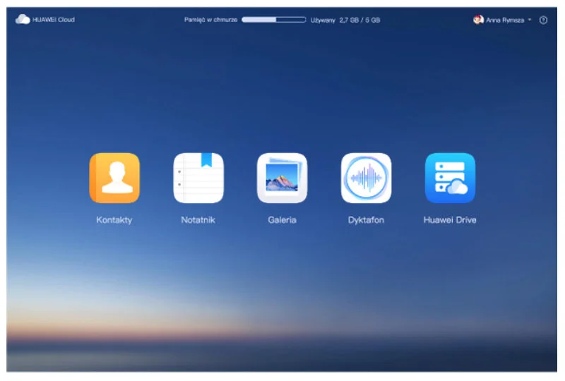 Webowy panel zarządzania chmurą Huawei