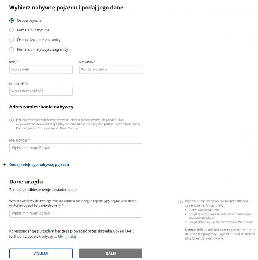 Nabycie zbycie pojazdu przez internet jak 6