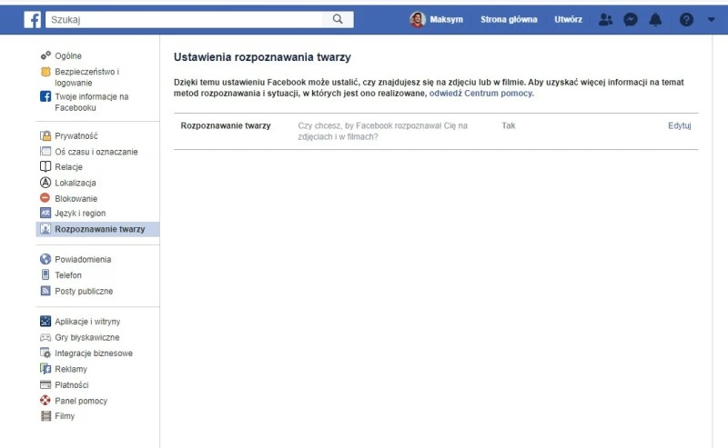 facebook rozpoznawanie twarzy
