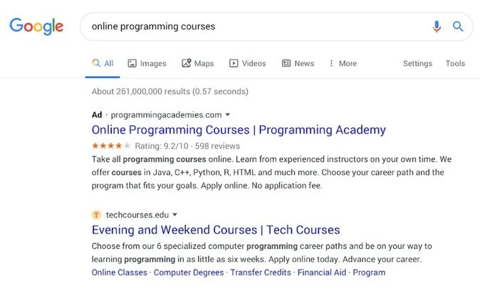 wyniki google reklama ad