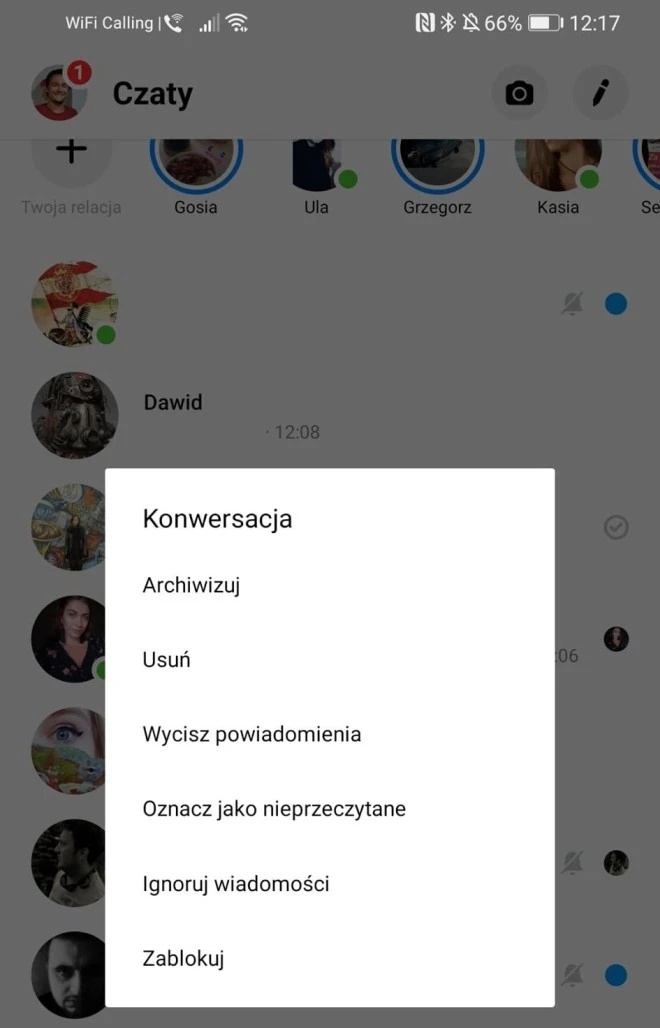 wyciszenie facebook