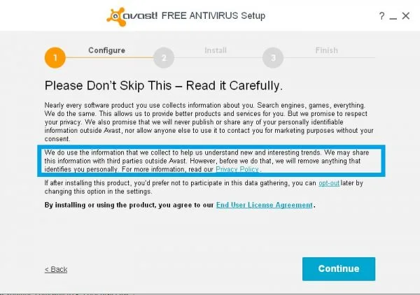 dane avast instalator