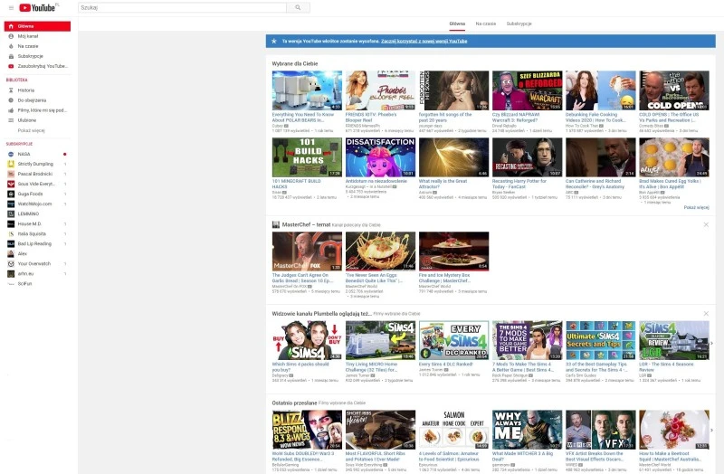 youtube stary wyglad