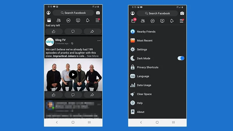 facebook lite ciemny motyw 1