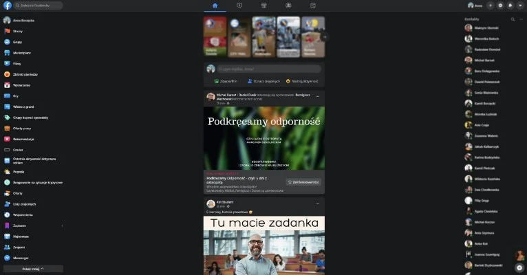 The New Facebook tryb ciemny