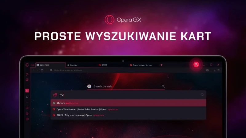 OperaGX Instagram Wyszukiwanie Kart