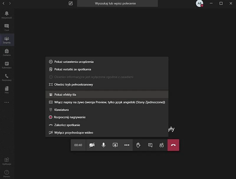 Microsoft Teams zmiana tla 1