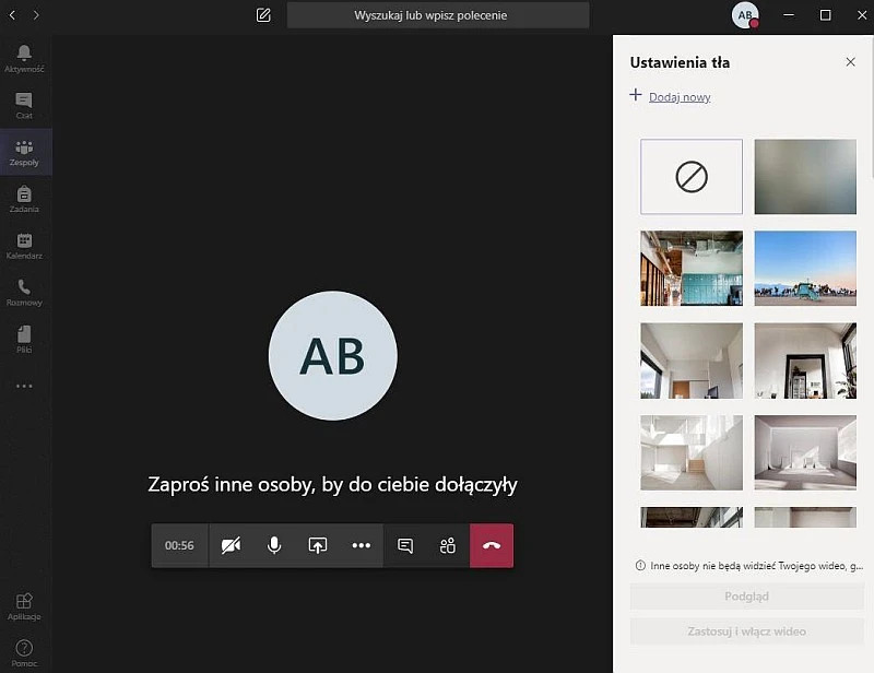 Microsoft Teams zmiana tla 2