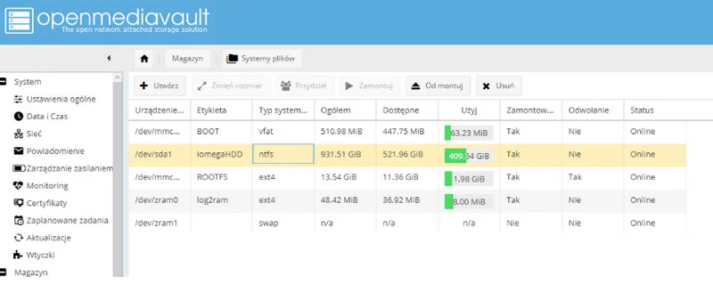 Konfiguracja serwera NAS