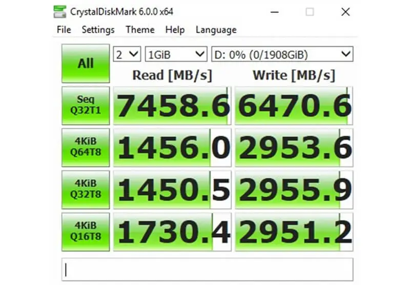 Adata XPG Gammix S70 w CrystalDiskMark
