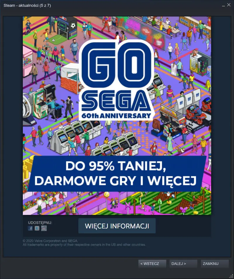 60 lat Segi - akcja z promocjami na Steam