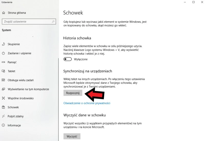 schowek online windows 10