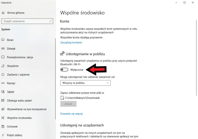 udostepnianie w poblizu