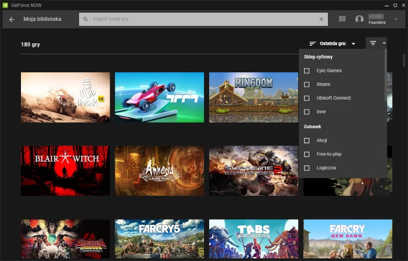 GeForce Now w aplikacji na Windows 10