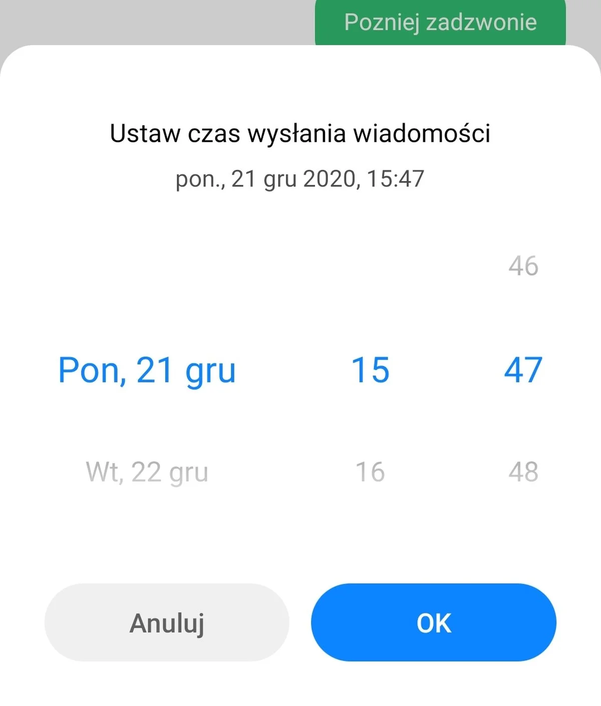MIUI 12 zaplanowane SMS-y