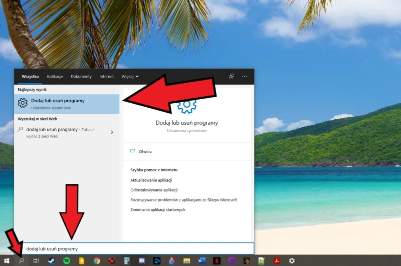 dodaj lub usun programy