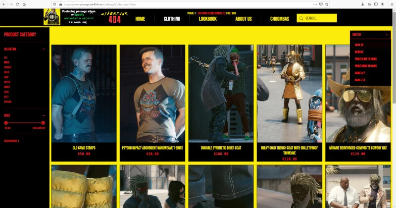 Cyberpunk 404, czyli baza ubrań z Cyberpunka 2077