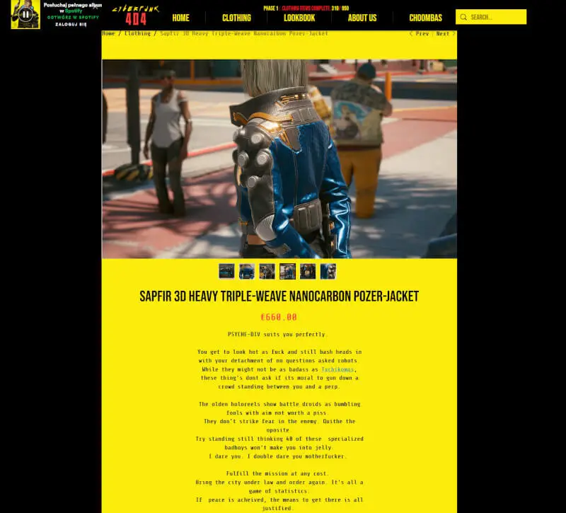 Cyberpunk 404, czyli baza ubrań z Cyberpunka 2077