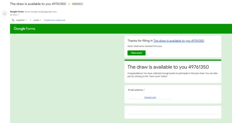 google forms oszustwo