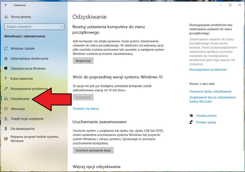 resetowanie windows 10 3